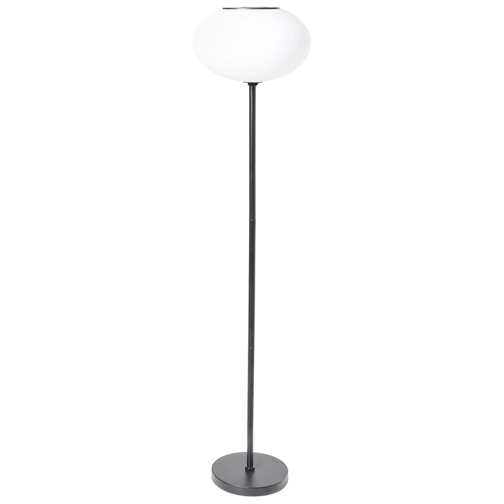Lampada da terra solare per esterni nera e bianca in materiale sintetico con base in ferro, LED per giardino e patio a basso consumo energetico