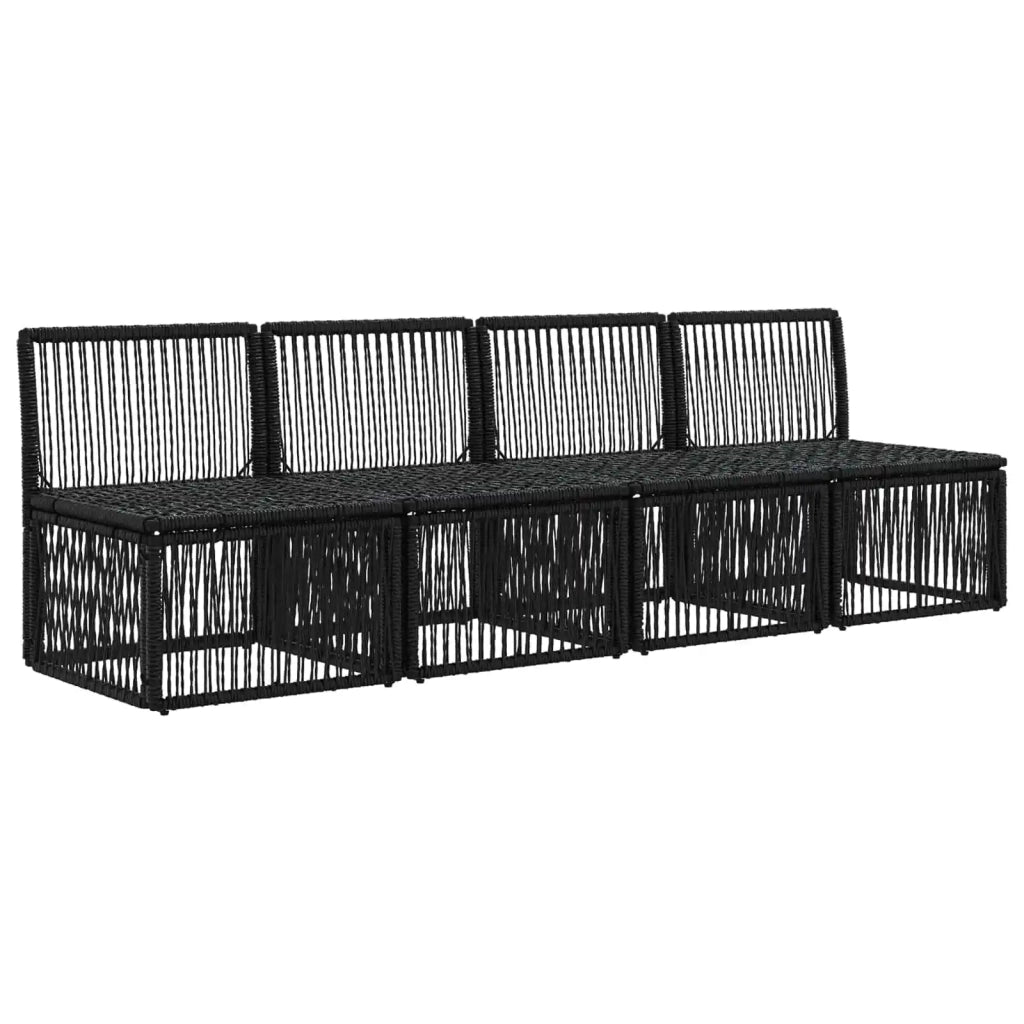 Divano a 4 posti 4 pcs 4-Numero di posti Nero polyrattan 42026719