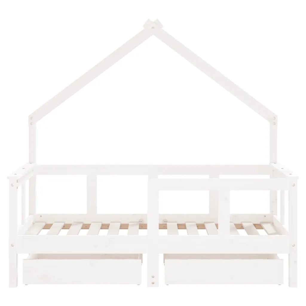 Giroletto Bambini con Cassetti Bianco 70x140cm Massello di Pino 834541