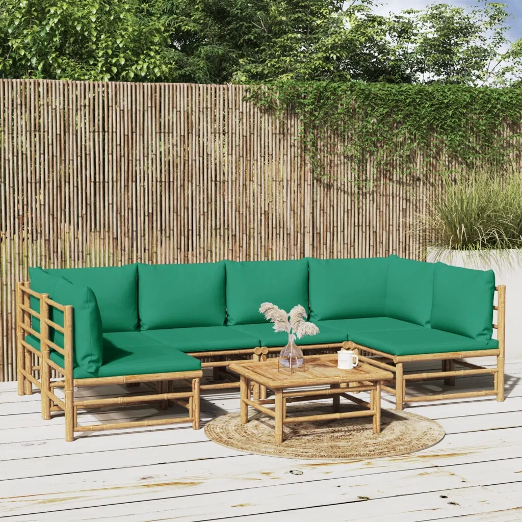 Set Salotto da Giardino 7pz con Cuscini Verdi BambÃ¹
