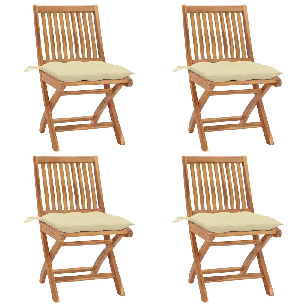 Sedie Pieghevoli con Cuscini 4 pz Massello di Teak 3072824
