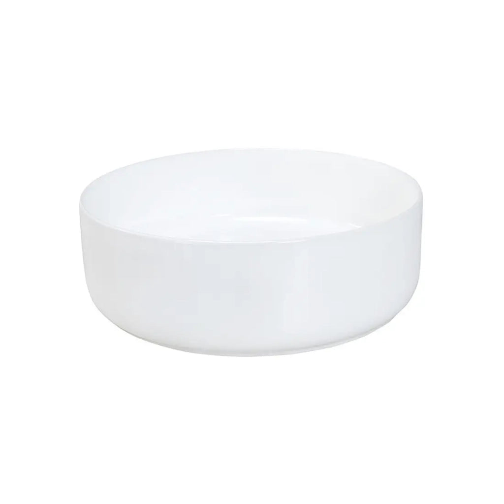Lavabo da appoggio rotondo 36,5 cm bianco lucido in ceramica