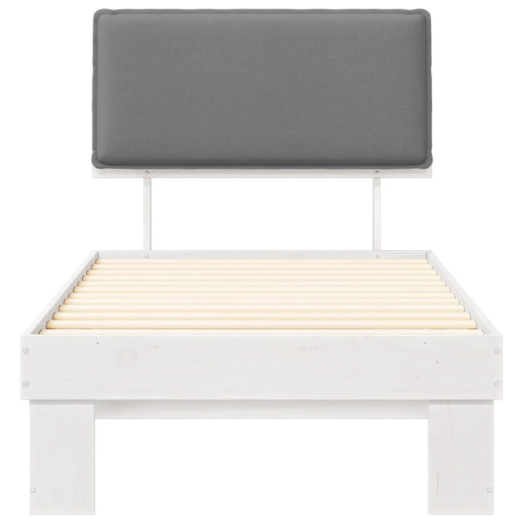 Letto con Testiera Rivestita Grigio chiaro 90 x 200 cm 877308