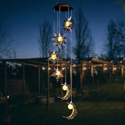 Orologio solare con luna stella, lampada solare per esterno, lampada LED acqua resistente, decorazione luminosa per giardino, balcone e terrazzo