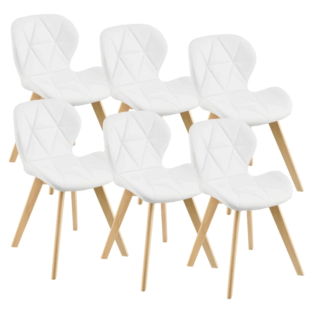 Set di 6 sedie da pranzo in similpelle 81 x 57 x 49 cm bianco 03_0006790