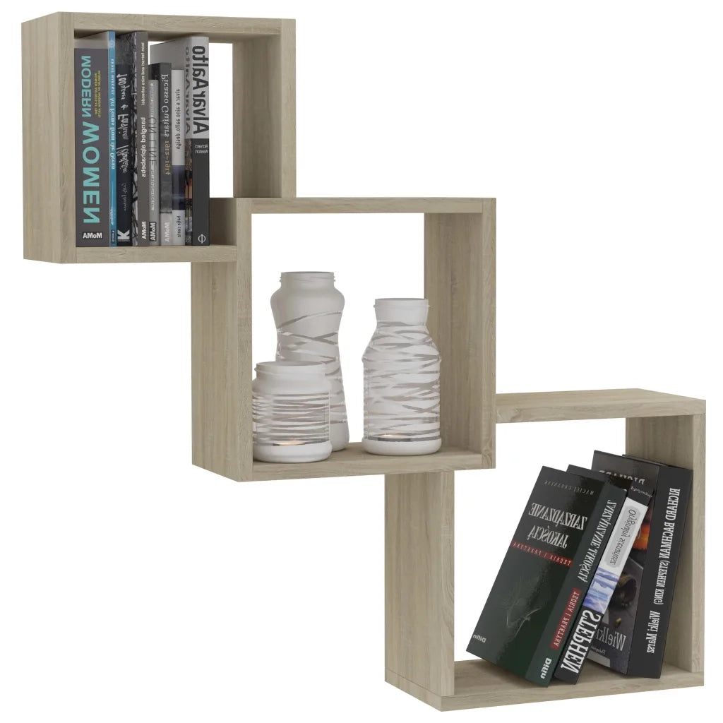 Mensole a Muro Cubiche in Rovere Sonoma 68x15x68cm Truciolato 800273