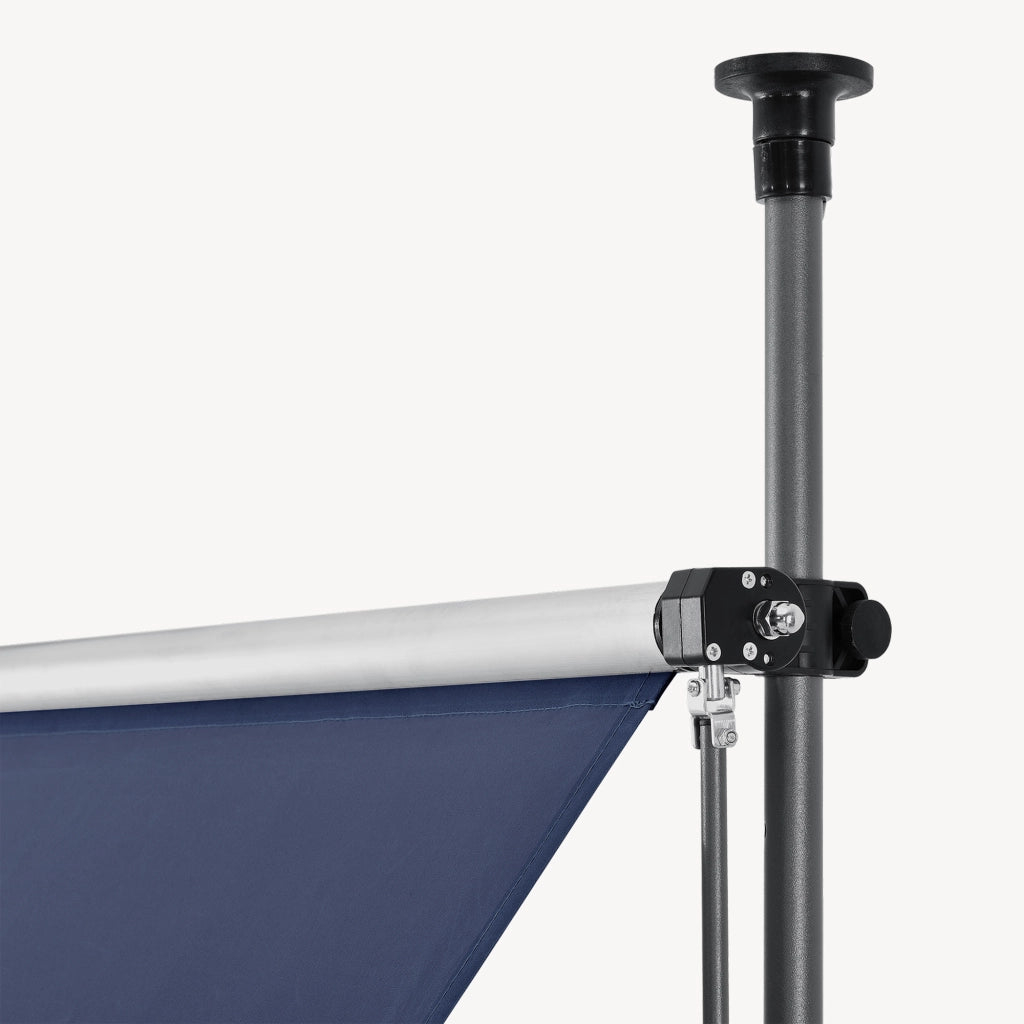 Tenda da Sole a Muro con Pali di Supporto Telescopici Parasole 200 x 120 cm (LxP) Blu Scuro pro.tec