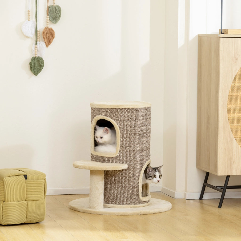 Tiragraffi per gatti a due livelli con piattaforma ¨C zephmum ¨C 60x60x61 cm beige