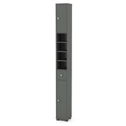 Mobiletto portaoggetti stretto 20 x 20 x 180 cm con cassetto e ripiani regolabili design moderno in MDF grigio 20_0015782