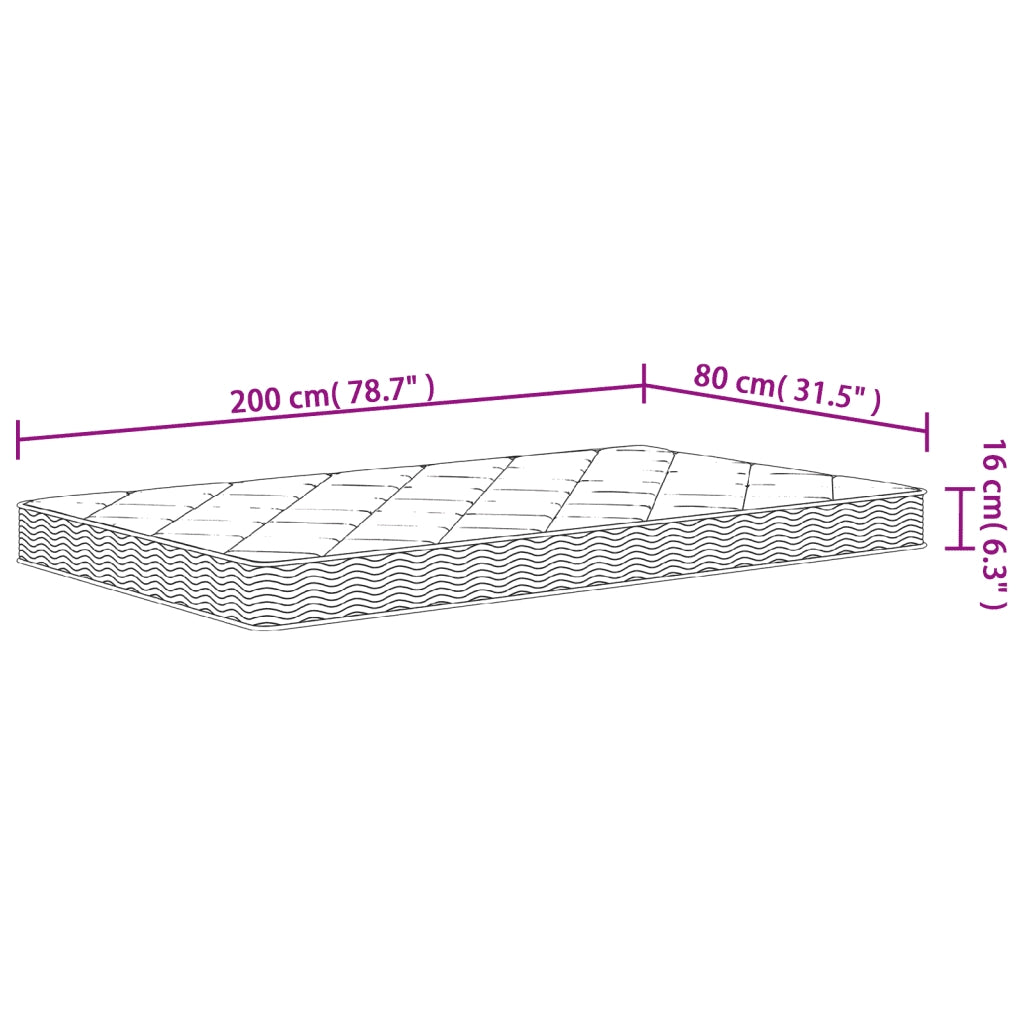 Materasso in Schiuma Mediamente Morbido-Materasso per Letto 80x200 cm 971247