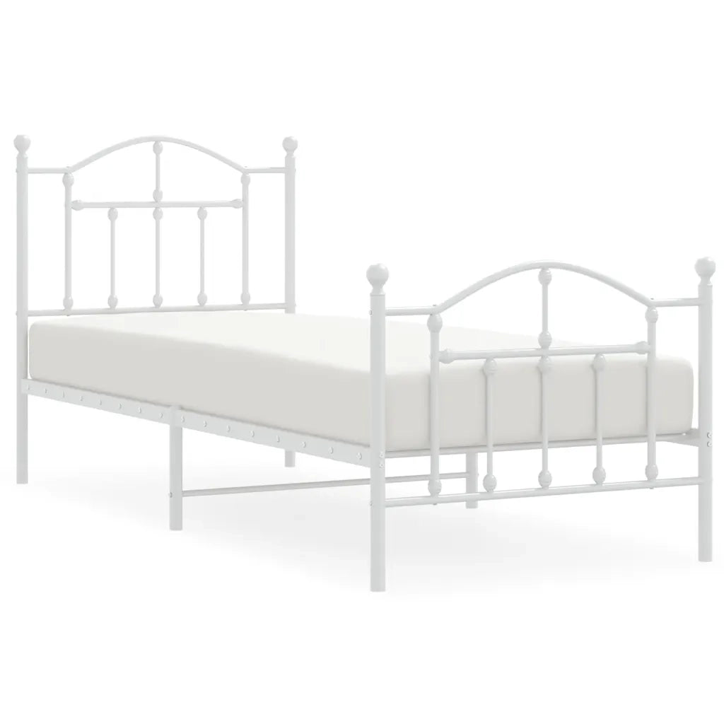 Giroletto con Testiera e Pediera-Struttura Letto Metallo Bianco 90x190 cm 444460