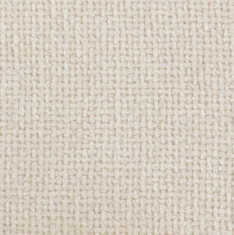 Pouf con cuscino in ciniglia e gambe in acciaio color crema
