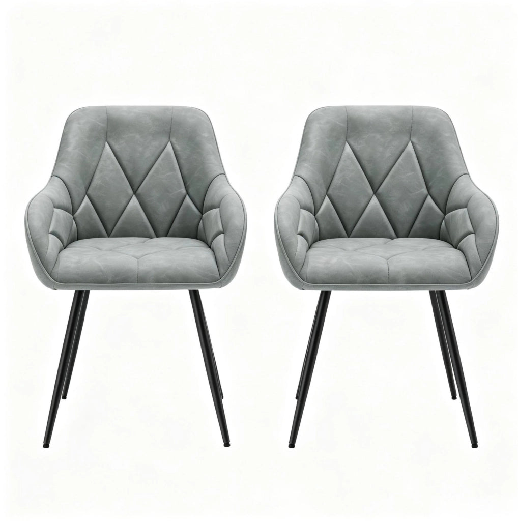 Sedie da pranzo 45,5x45x83,5 cm in similpelle grigia, set da 2 –
