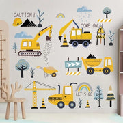Decorative stickers per bambini - Veicoli - Trattore/Scavapavimenti - Vinile - 4 fogli 29x20 cm - Decorazione per parete