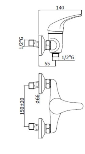 Miscelatore Esterno per Doccia con Duplex e Doccino Cromato serie PEGASO