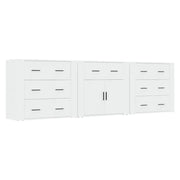 Credenze 3 pz | Madia | Buffet da pranzo | Armadio da pranzo Bianco in Legno Multistrato