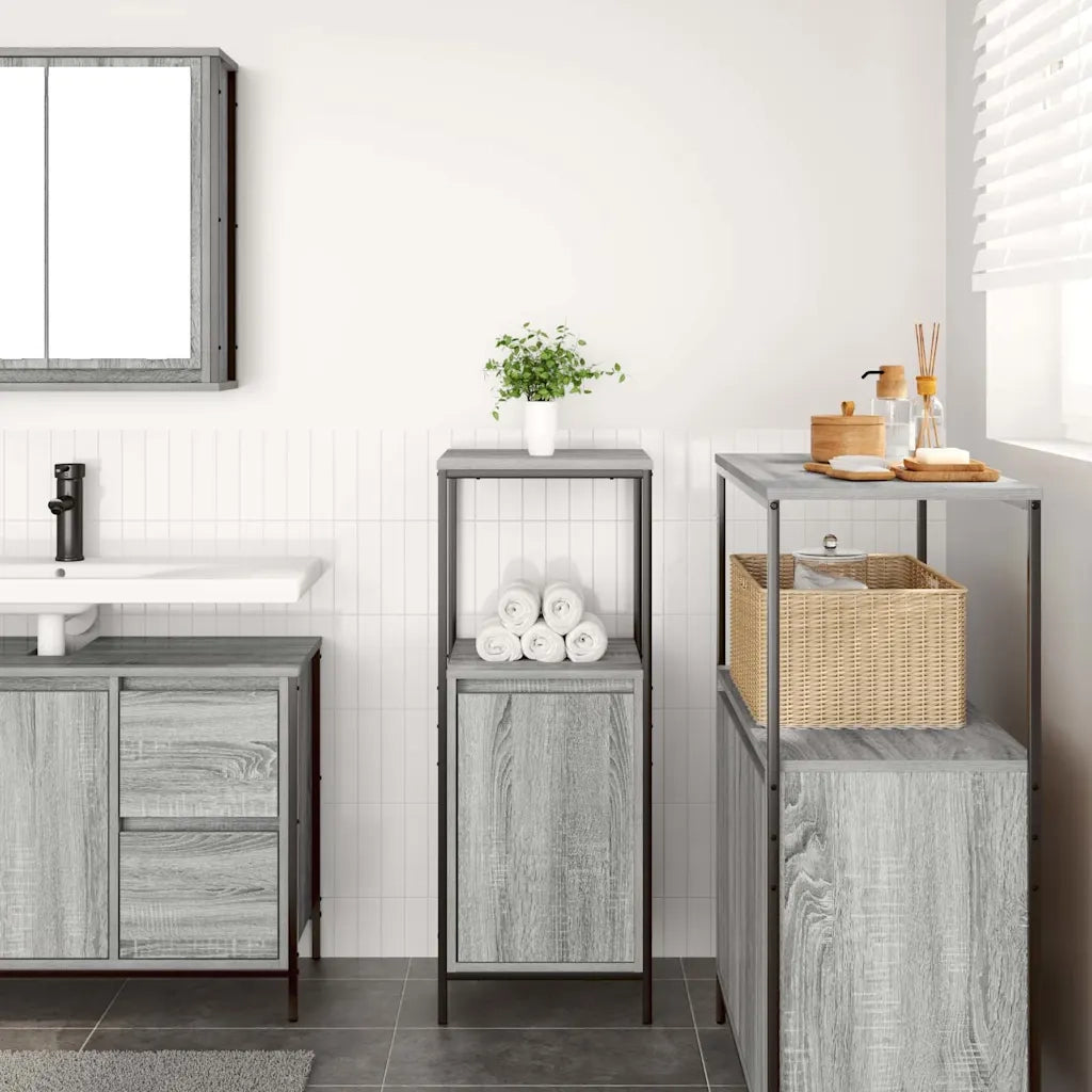 Mobile da Bagno | Armadio da bagno con Ripiani Grigio Sonoma 36x35x95 cm