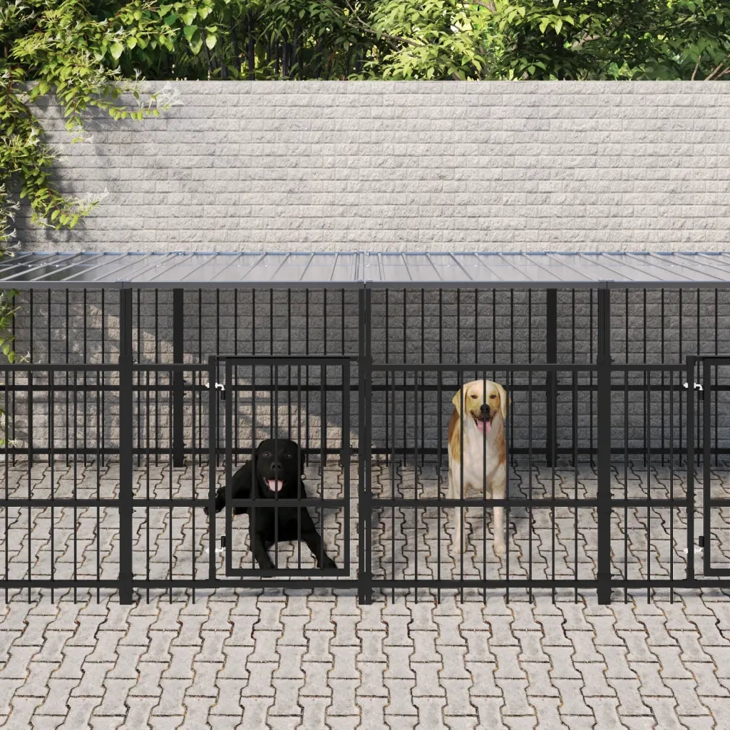 Gabbia per Cani da Esterno con Tetto in Acciaio 18,77 mÂ² cod mxl 42293