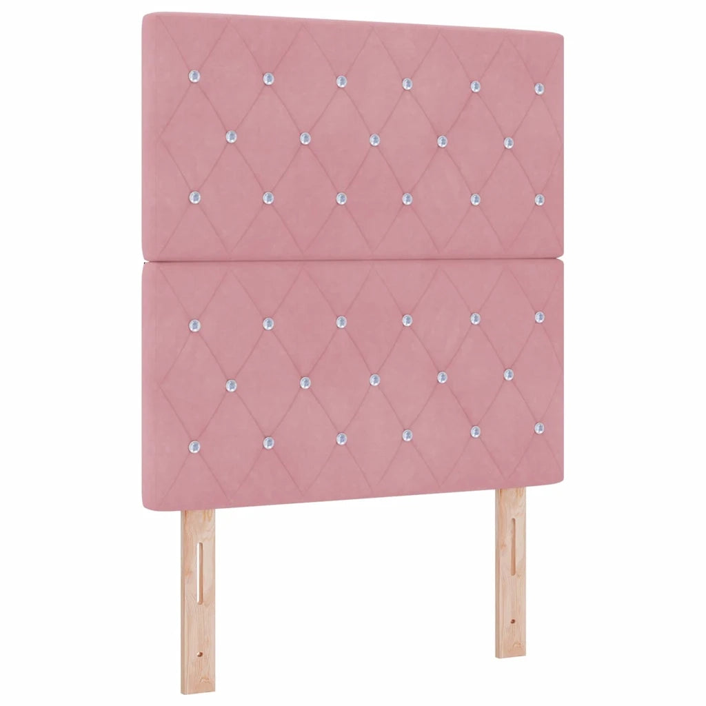 Letto a molle con testiera Rosa 80 x 200 cm Velluto 3341929