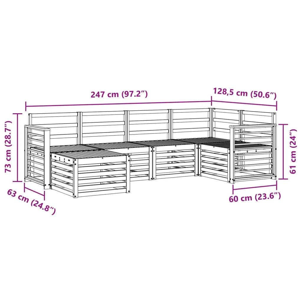 Set divani 6 pcs Naturale Legno di Acacia Massello 3375099