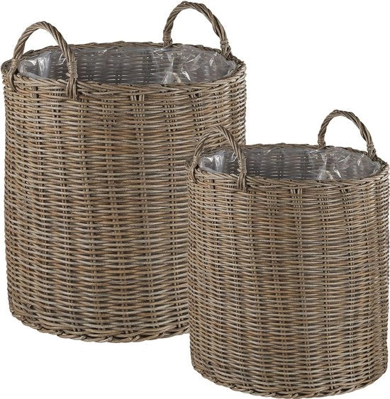 Set di contenitori per piante da 3 - Zandbeige - Rotonde in PE