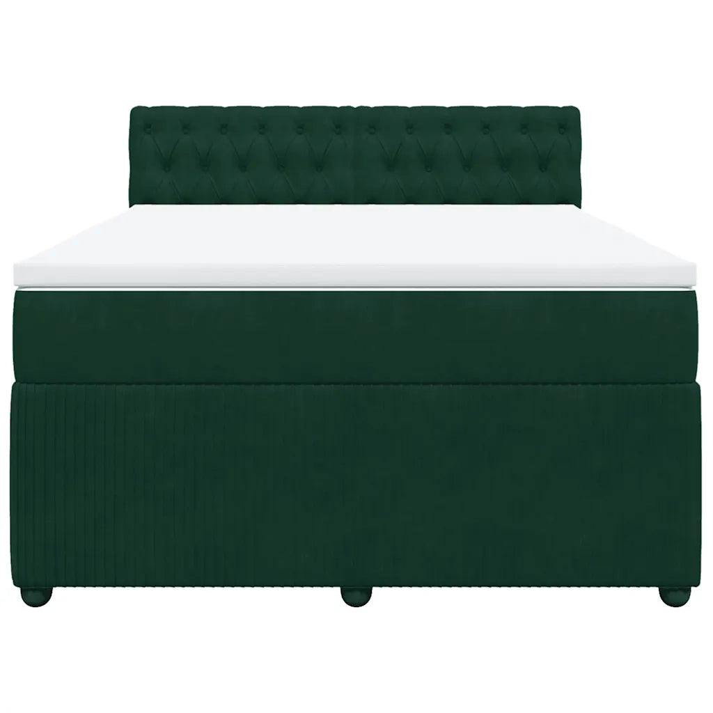 Giroletto a Molle con Materasso Verde Scuro 140x190 cm Velluto