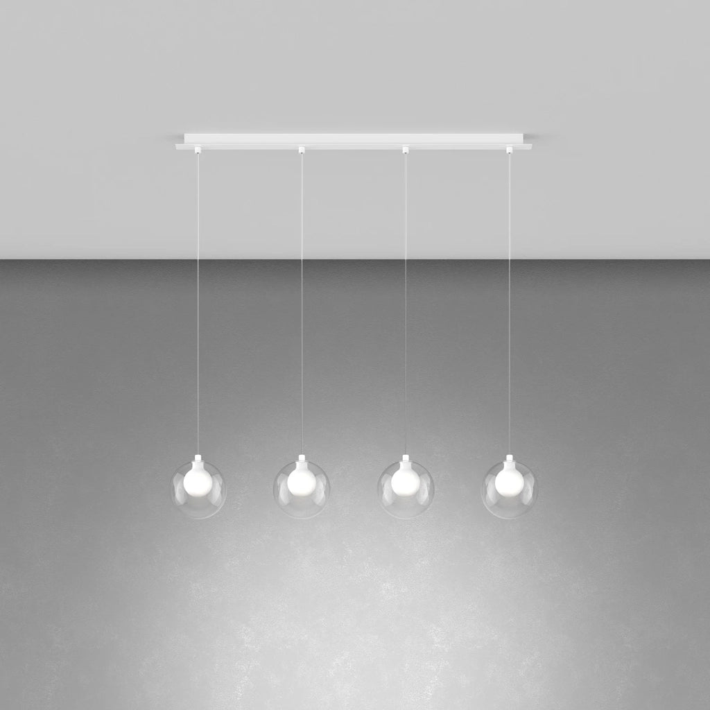 Lampadario Contemporaneo Inside Metallo Bianco Vetro 4 Luci G9