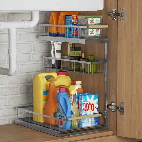 Organizzatore 3 livelli per sottozona - Sottozona Storage - Sottozona Cucina - Sottozona Bagno - Acciaio Inossidabile Duraturo - Progettazione Efficiente - Mobile per Sottozona