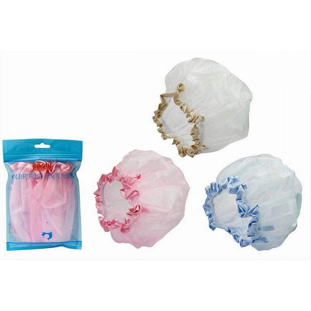 Trade Shop - Set 2 Cuffie Cuffia Per Doccia Bagno Elastico Con Bordino Protegge Capelli 79478 -