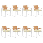 Sedie da Giardino con Cuscini 8 pz in Legno Massello di Teak cod mxl 8695