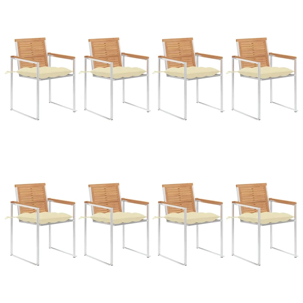 Sedie da Giardino con Cuscini 8 pz in Legno Massello di Teak cod mxl 8695