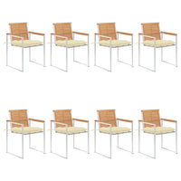 Sedie da Giardino con Cuscini 8 pz in Legno Massello di Teak cod mxl 8695