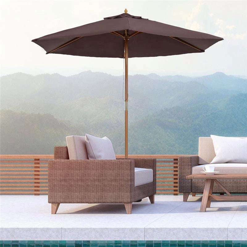 OMBRELLONE DA GIARDINOIN LEGNO E POLIESTERE 2.5 X 2.3 M MARRONE