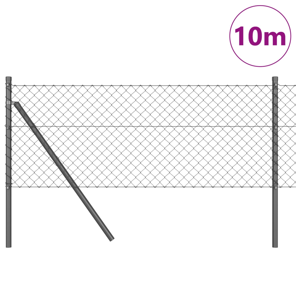 Recinzione a Maglie con 7 Post 0.8x10 m Acciaio Zincato Grigio