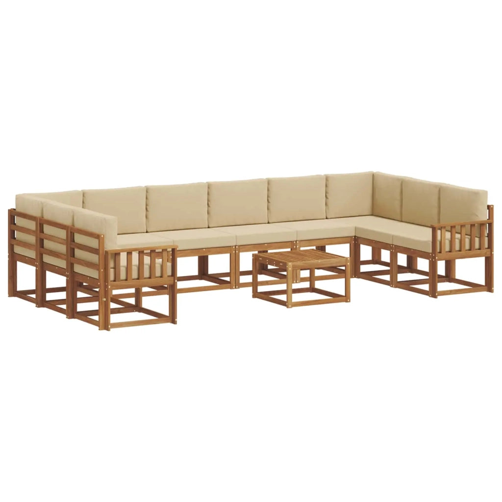 Set di divani da esterno con cuscino 11 pcs Naturale e Beige