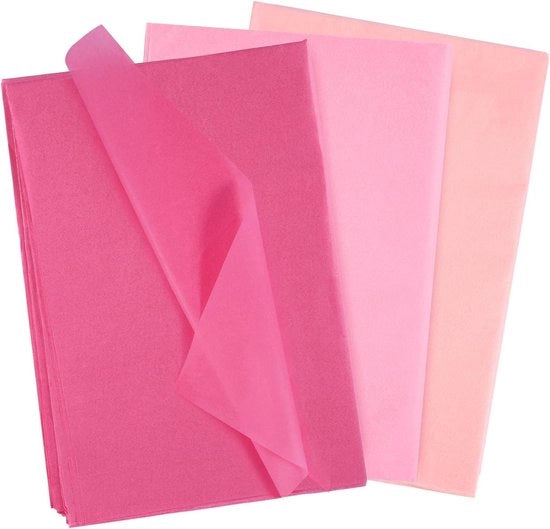 Papier di Tissue Plus - 60 Fogli - Carta di Confezione per Regali - Colorazione Rosa - Per Feste di Compleanno, San Valentino, Matrimoni, Feste per Bambini, Confezioni Artigianali.