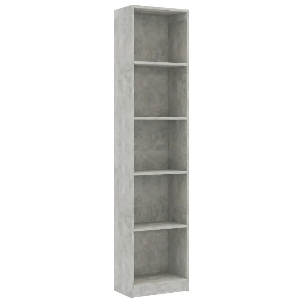 Libreria 5 Ripiani Grigio Cemento 40x24x175cm Legno Multistrato 800850