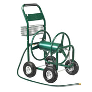 Carrello avvolgitubo professionale da giardino con ruote Avvolgitore tubo in metallo Verde