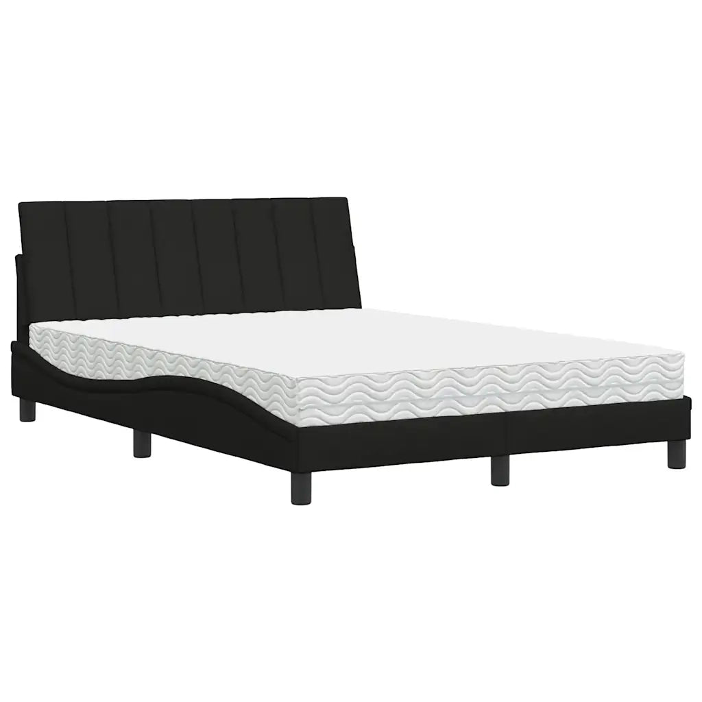 Letto con Materasso Hanko Nero 140x200 cm in Tessuto 3310533