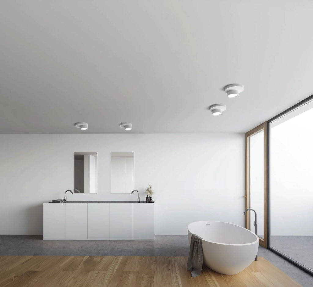 DEMETRA lampada da soffitto 1 Luce in gesso bianca 1xGX53 d.16cm