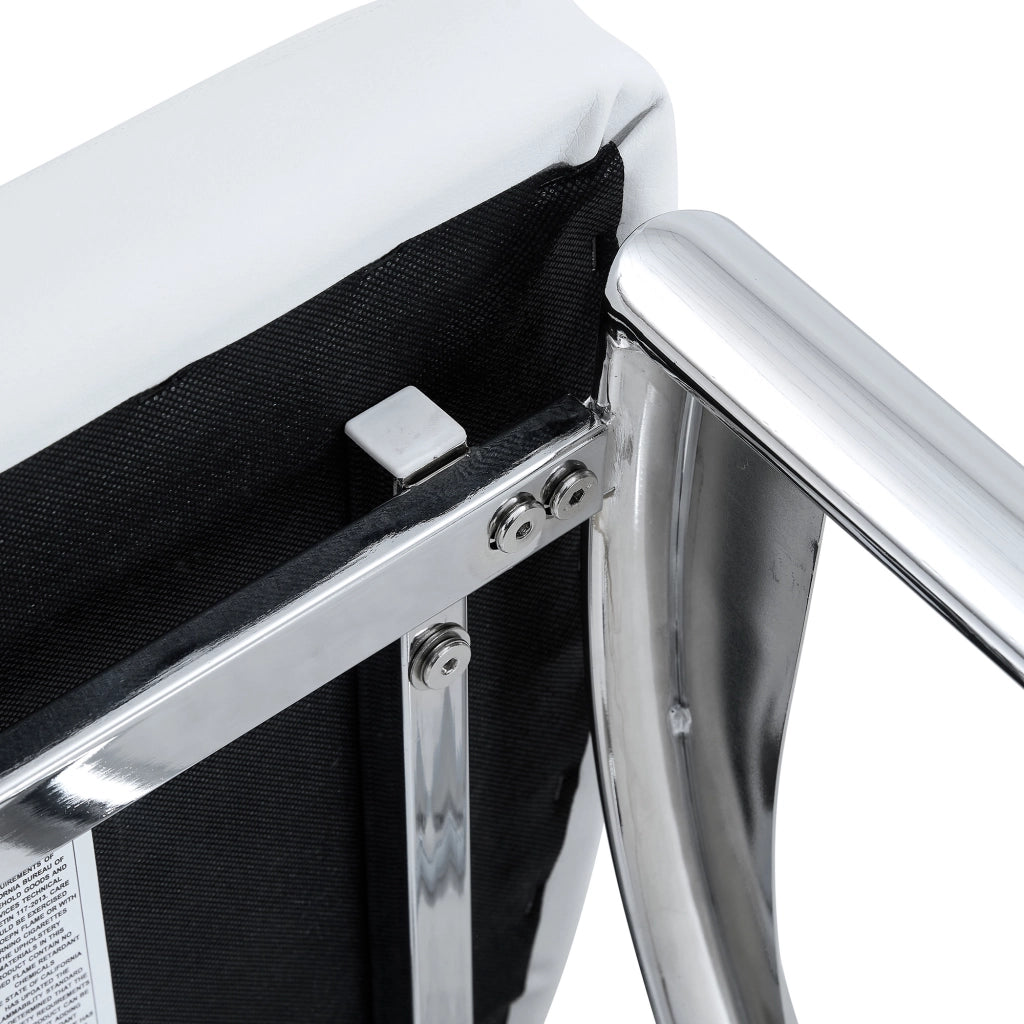 Set di 2 sedie da pranzo moderne in PU bianco con gambe in metallo argento, design con motivo geometrico