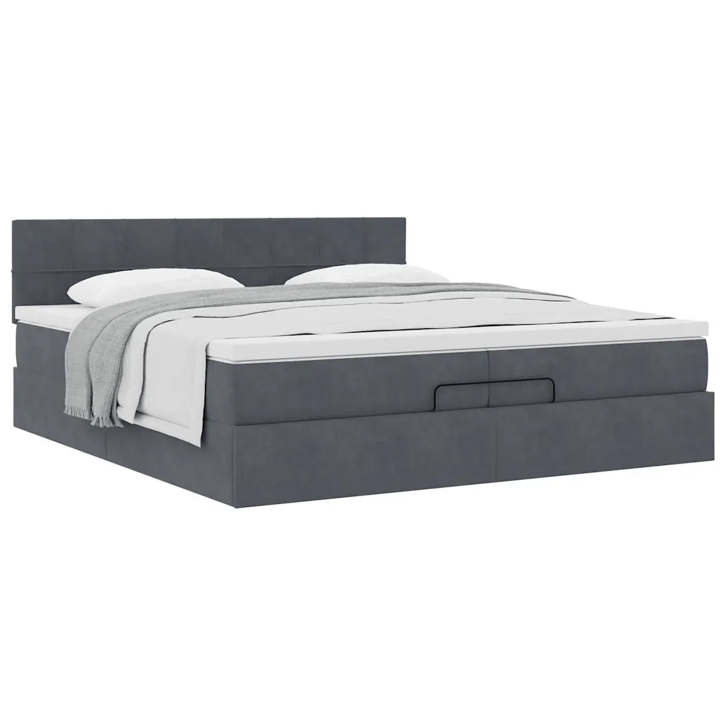 Struttura Letto Pouf con Materasso 200x200 cm in Velluto 3311796