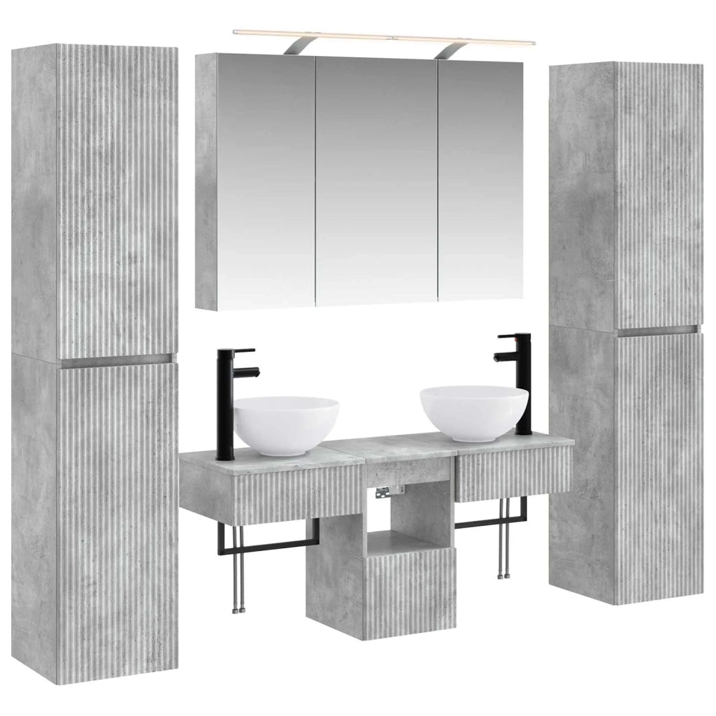 Set di mobili per il bagno 6 pz Grigio Cemento 3407178