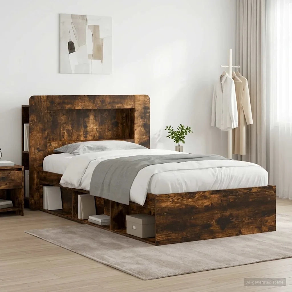 Telaio del letto con storage Rovere Fumo 100 x 200 cm