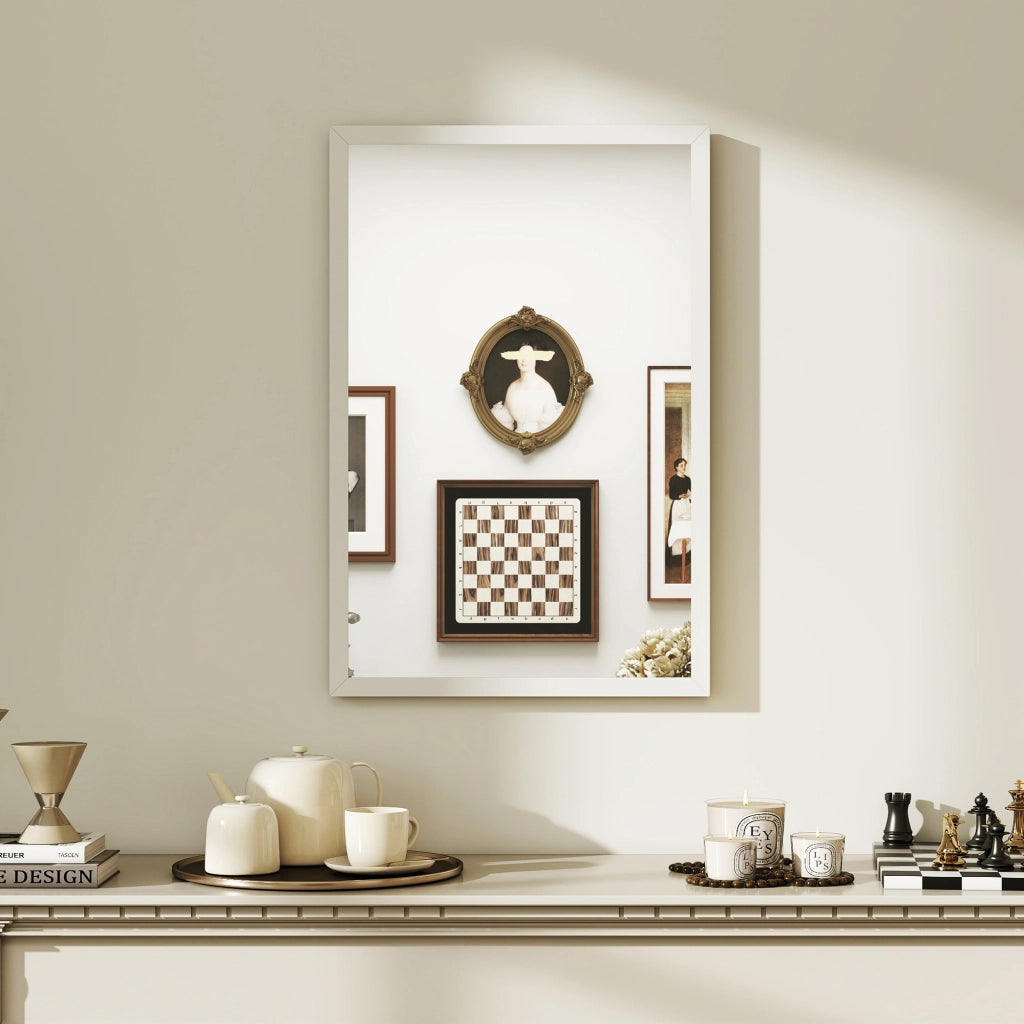 Specchio rettangolare da parete 60x40 cm ¨C Xylo ¨C Cornice in legno bianco