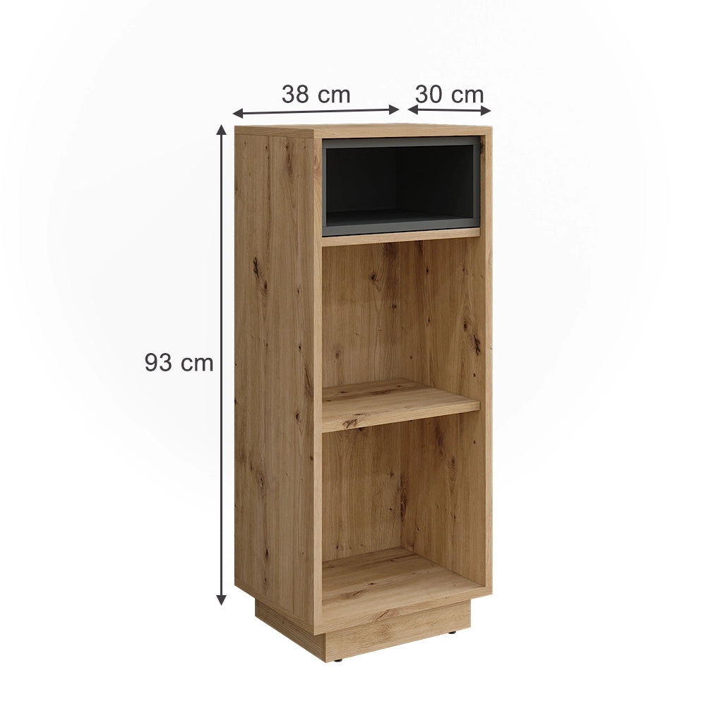 Vicco Mobiletto midi Rovere artigianale/antracite 38 x 93 cm con 3 scomparti