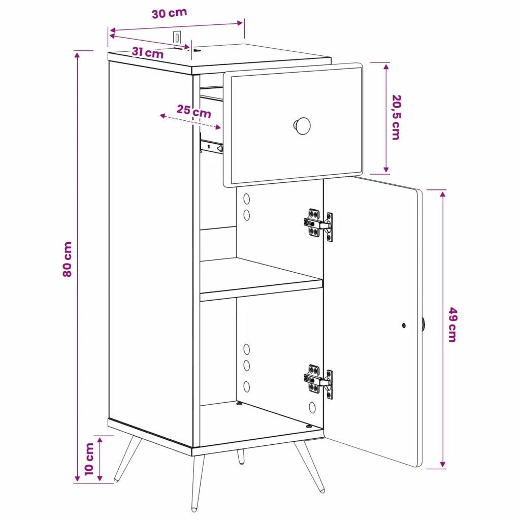 Mobiletto da Bagno BREDA Bianco Lucido 30 x 31 x 80 cm 897489