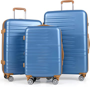 Set di Valigie Rigide 3 Pezzi, Set Valigia da Viaggio in ABS con TSA Lucchetto, Manico Telescopico in Alluminio e Ruote Piroettanti, 20", 24", 28" (Blu Scuro)