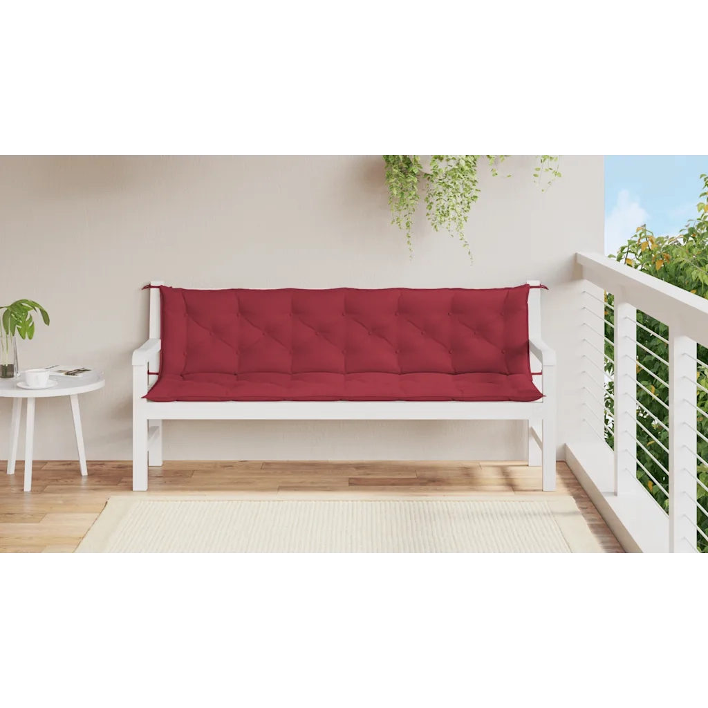 Cuscini per Panca 2 pz Rosso Vino 200x50x7 cm in Tessuto Oxford