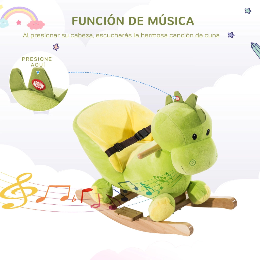 Dinosauro a Dondolo per Bambini ¨C zephmum ¨C Verde 60x33x45 cm con Sicurezza